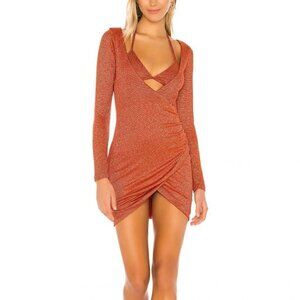 NEW superdown Nica Red Metallic Bodycon Mini Dress​​​​​​​​​​​​​​​​​​​​​​​​​​​​